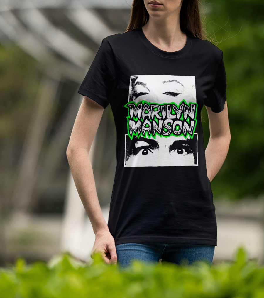Marilyn Manson Face Illusion With Eyes Contrast T-Shirt