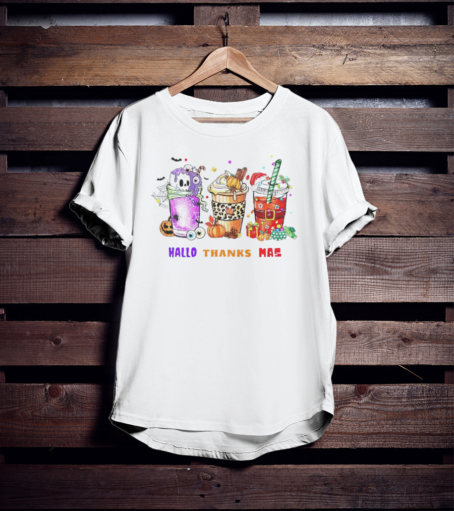 Coffee Halloween Thanksgiving Christmas Hallo Thanks Mas T-Shirt
