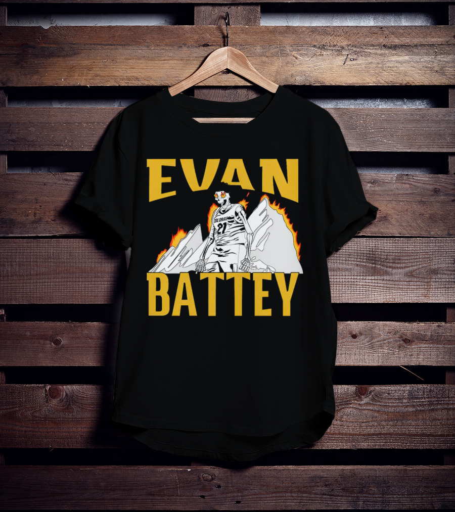 Evan Battey Colorado Buffaloes Basketball 21 Mountain Flames T-Shirt