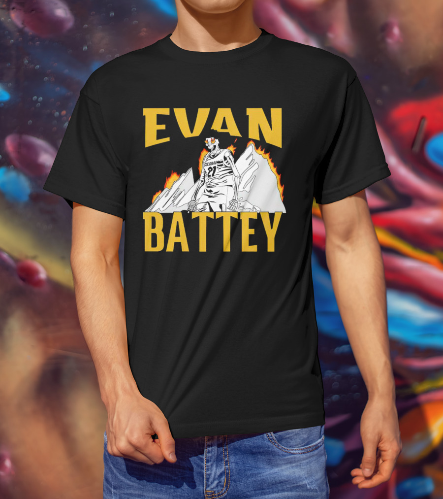 Evan Battey Colorado Buffaloes Basketball 21 Mountain Flames T-Shirt