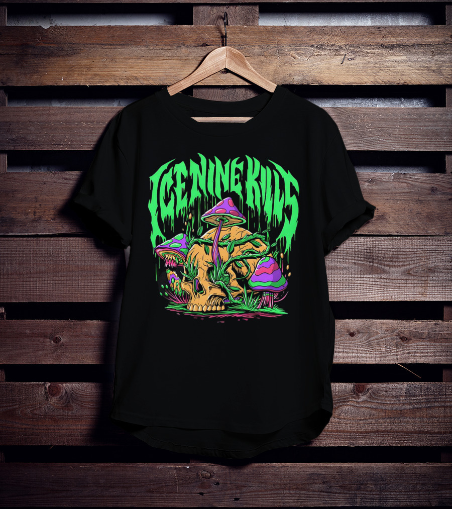 Ice Nine Kills Skull With Psychedelic Mushrooms T-Shirt