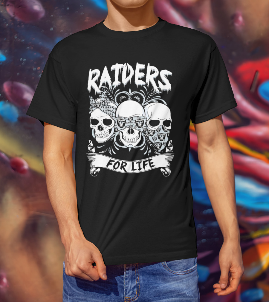 Raiders Skulls Bandana For Life T-Shirt
