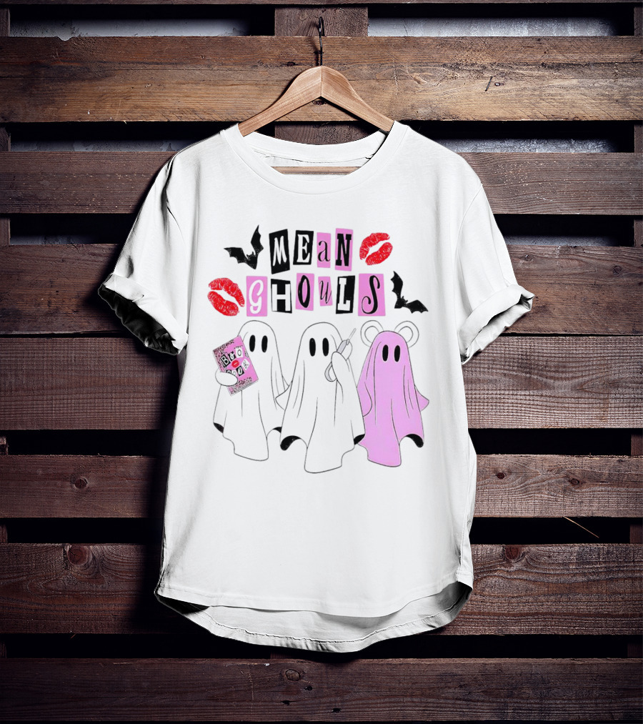 Mean Girls Mean Ghouls Halloween Boo Sheet Lipstick Bat Ghosts T-Shirt