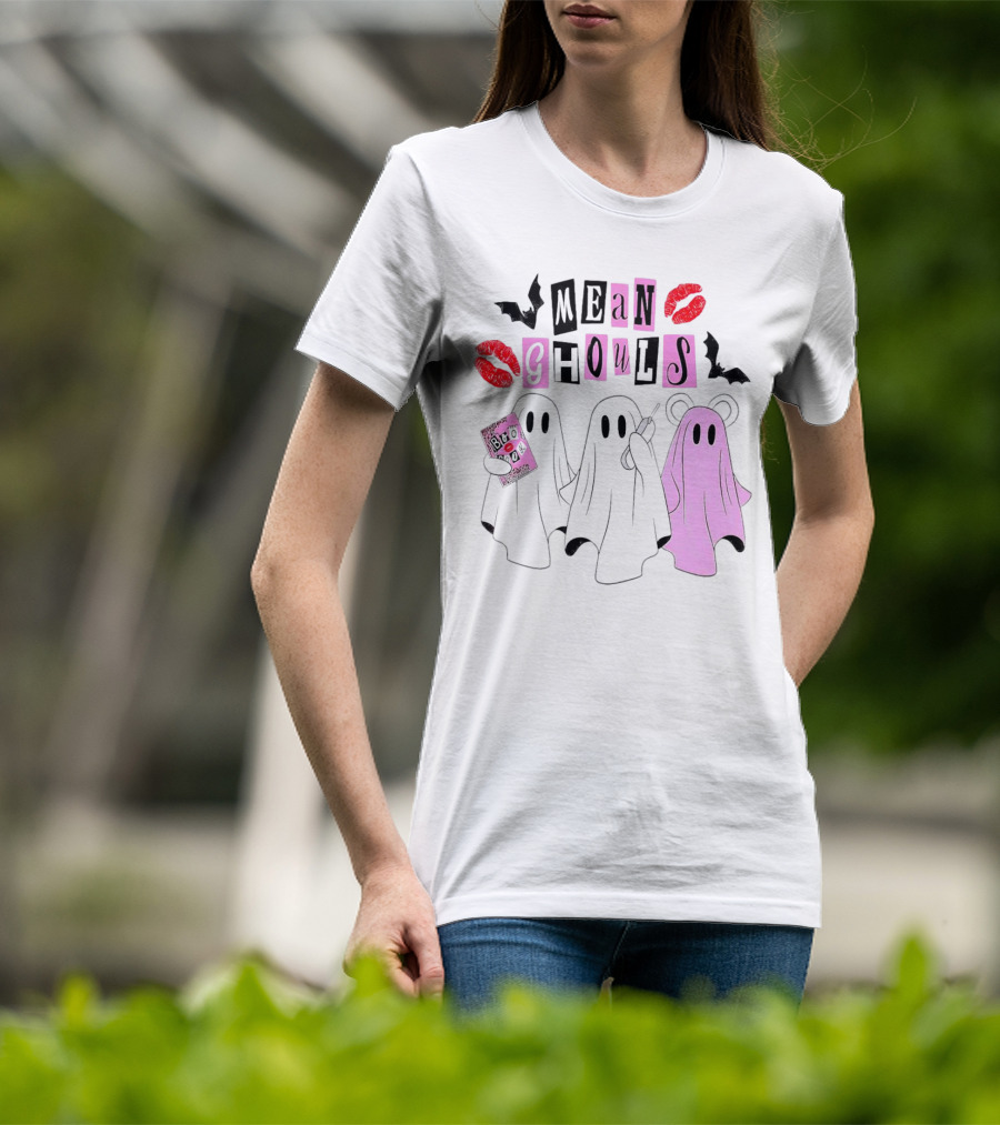 Mean Girls Mean Ghouls Halloween Boo Sheet Lipstick Bat Ghosts T-Shirt