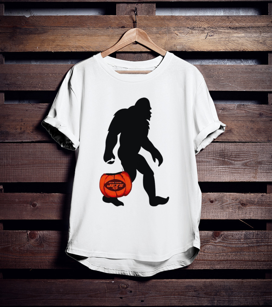 New York Jets Bigfoot Halloween Pumpkin T-Shirt