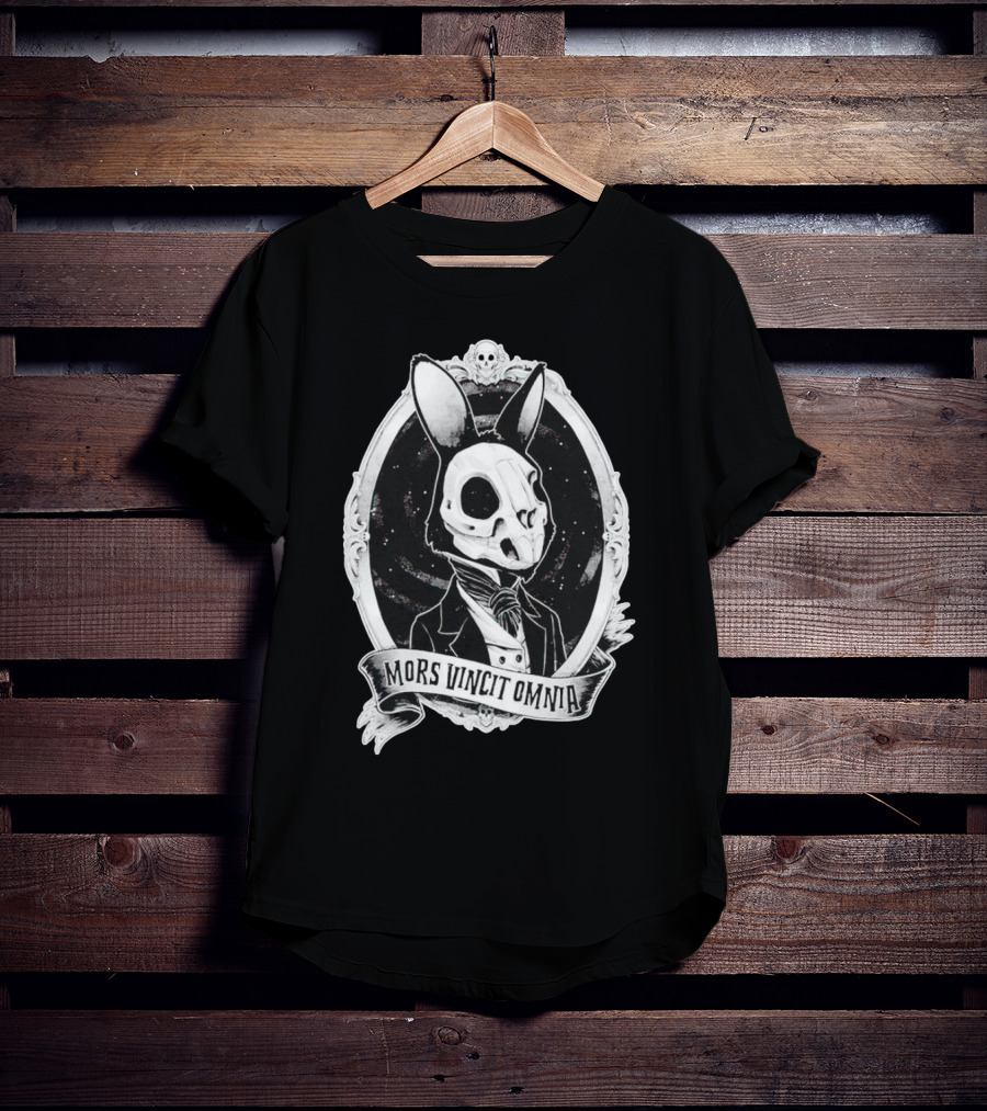 Gothic Rabbit Skeleton Portrait Mors Vincit Omnia T-Shirt