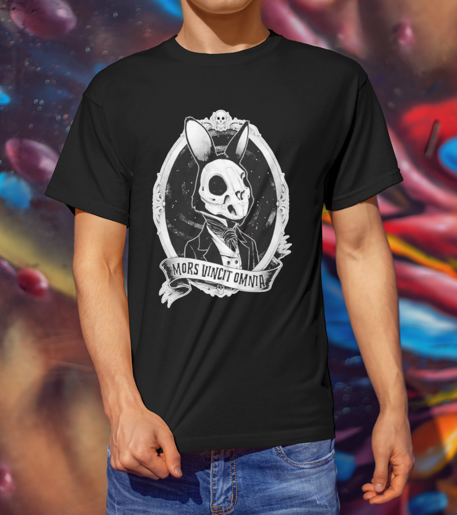 Gothic Rabbit Skeleton Portrait Mors Vincit Omnia T-Shirt