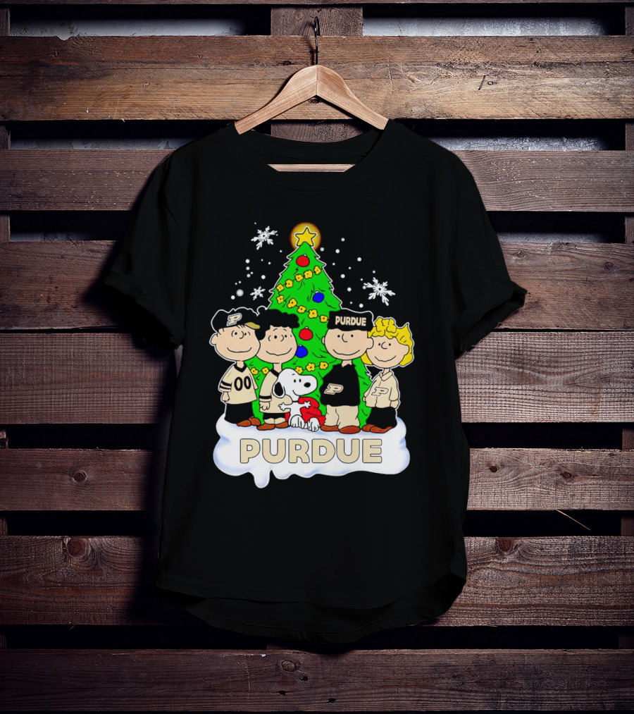 Peanuts Christmas With Purdue Boilermakers Charlie Brown And Snoopy T-Shirt