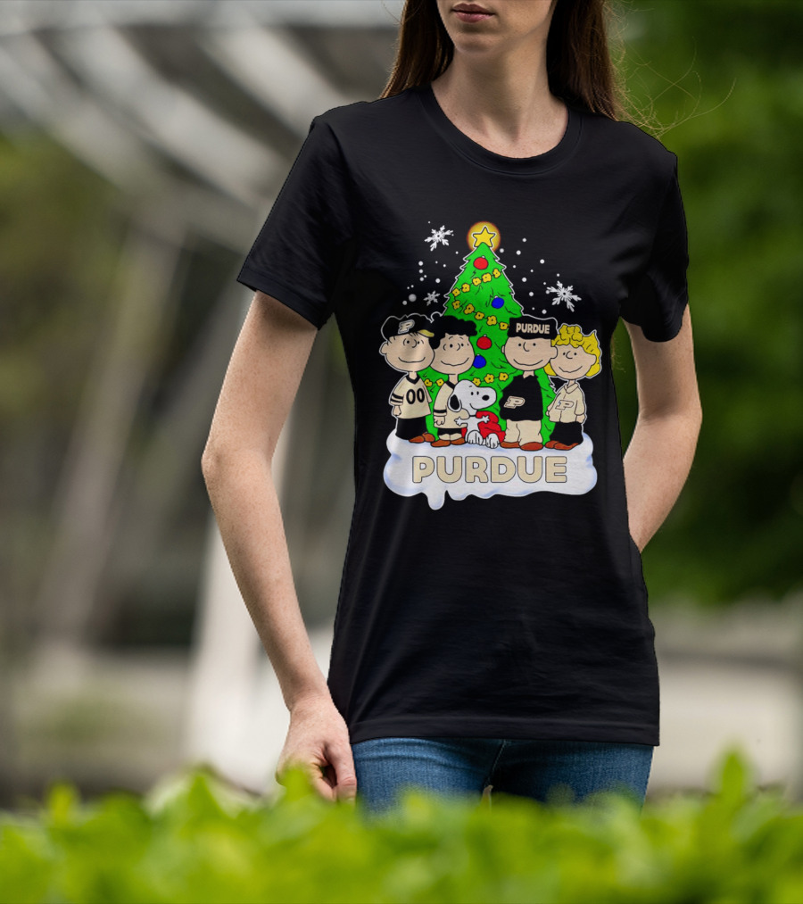 Peanuts Christmas With Purdue Boilermakers Charlie Brown And Snoopy T-Shirt