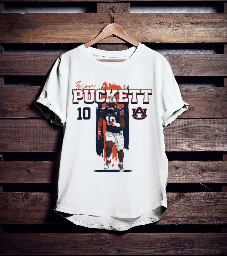 Zion Puckett Auburn Tigers 10 Caricature T-Shirt