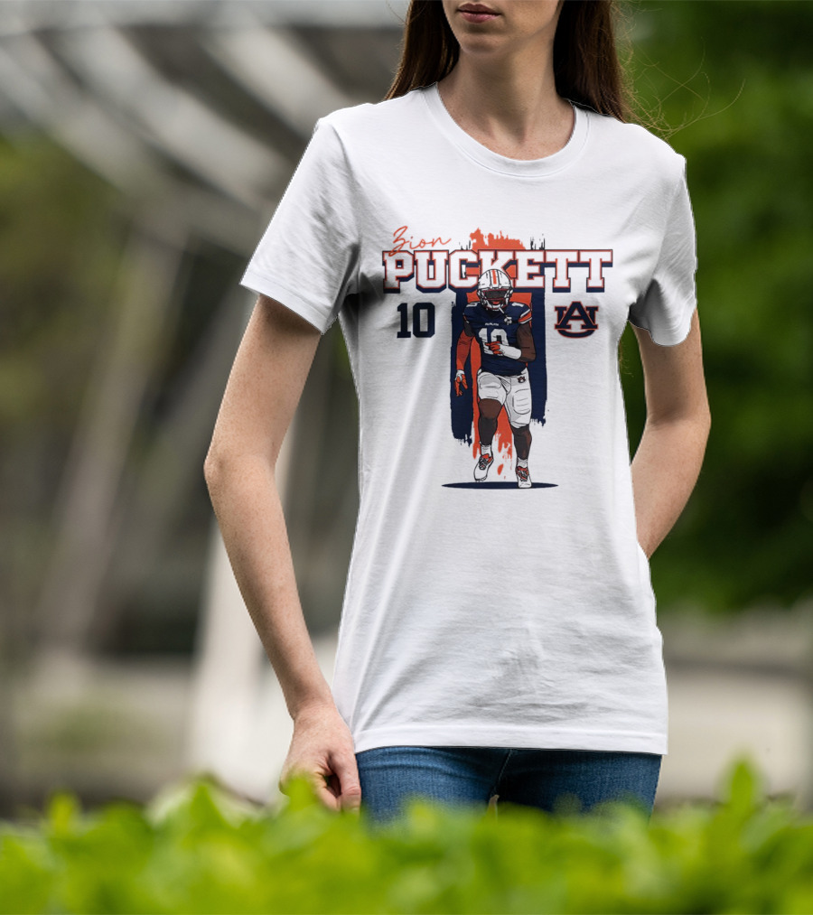 Zion Puckett Auburn Tigers 10 Caricature T-Shirt