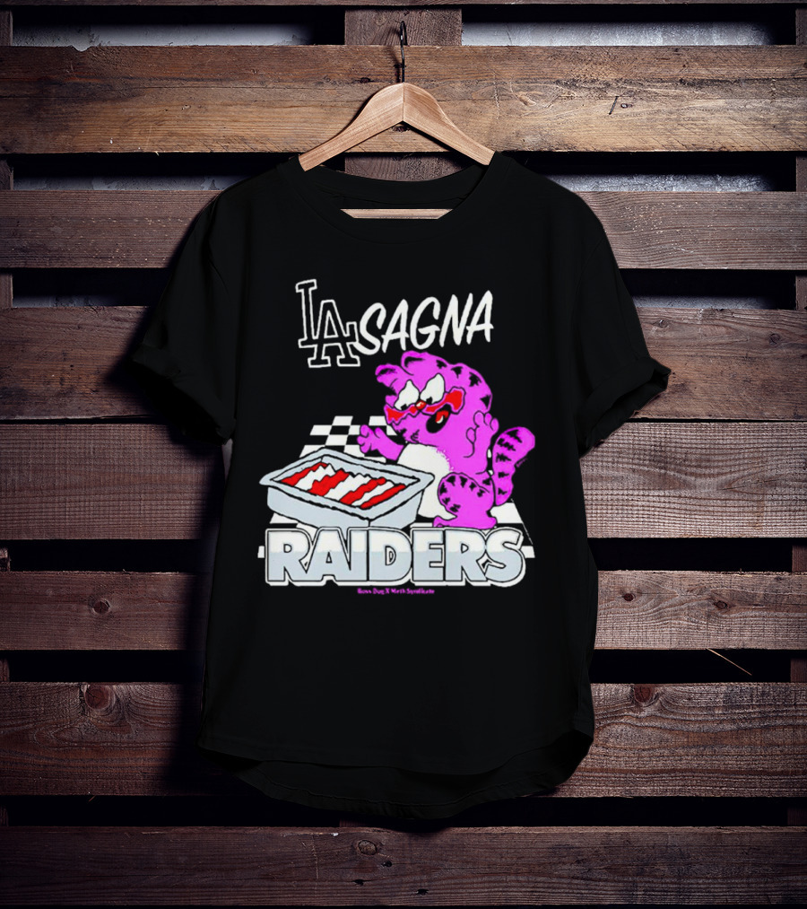 Garfield Lasagna Raiders LA Pink Cat Northumberland T-Shirt