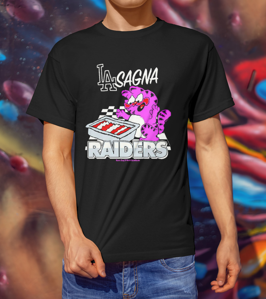 Garfield Lasagna Raiders LA Pink Cat Northumberland T-Shirt