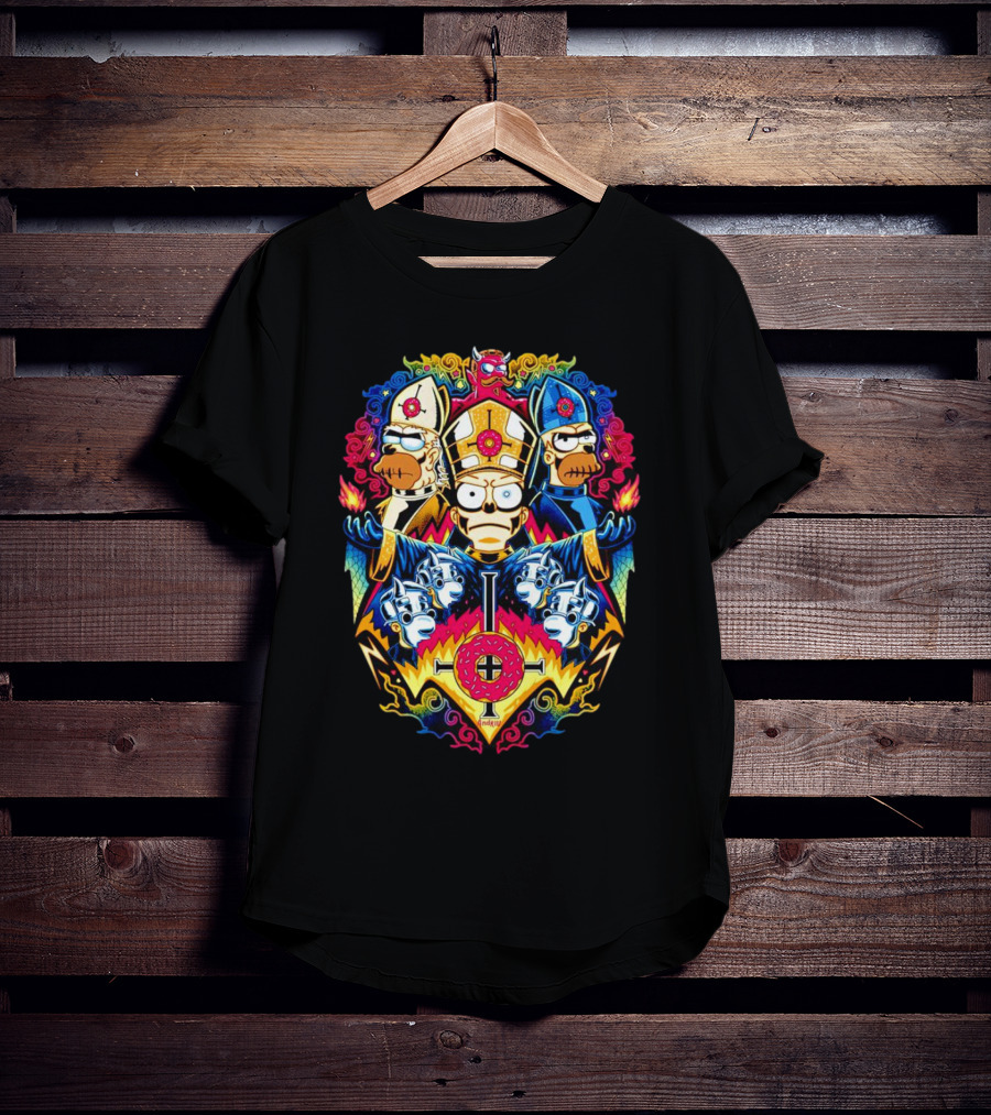 The Simpsons Papa Caramba Homer Papal Trio Psychedelic T-Shirt