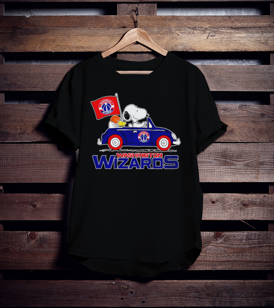 Washington Wizards Snoopy Driving Car With Basketball T-Shirt