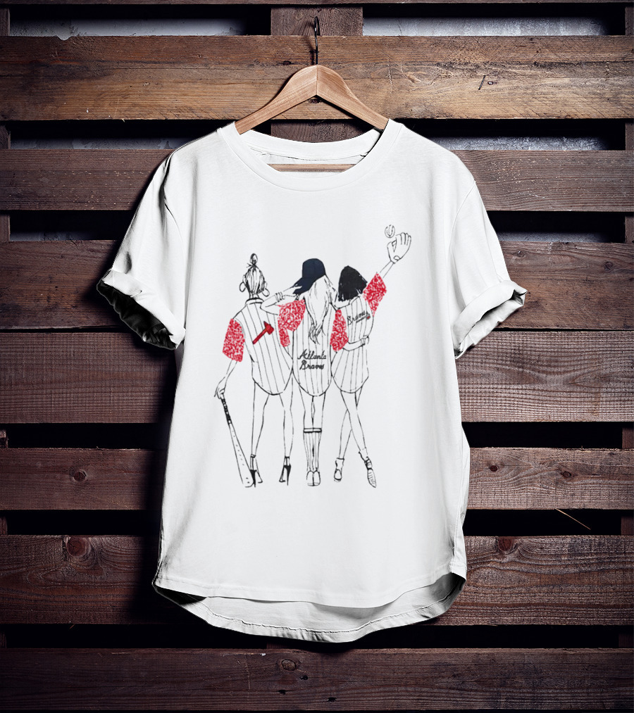Atlanta Braves Three Girls Baseball Team Supporters T-Shirt