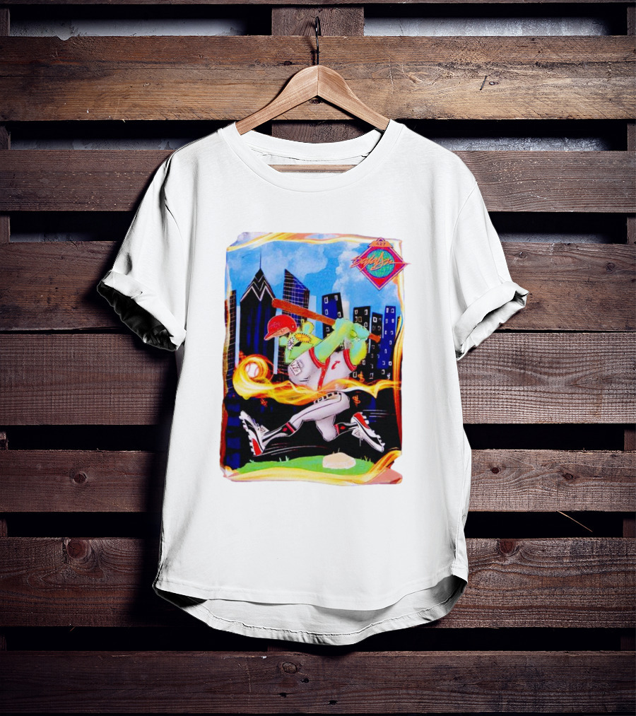 King Saladeen Baseball Caricature With Philadelphia Skyline And Color Splash T-Shirt
