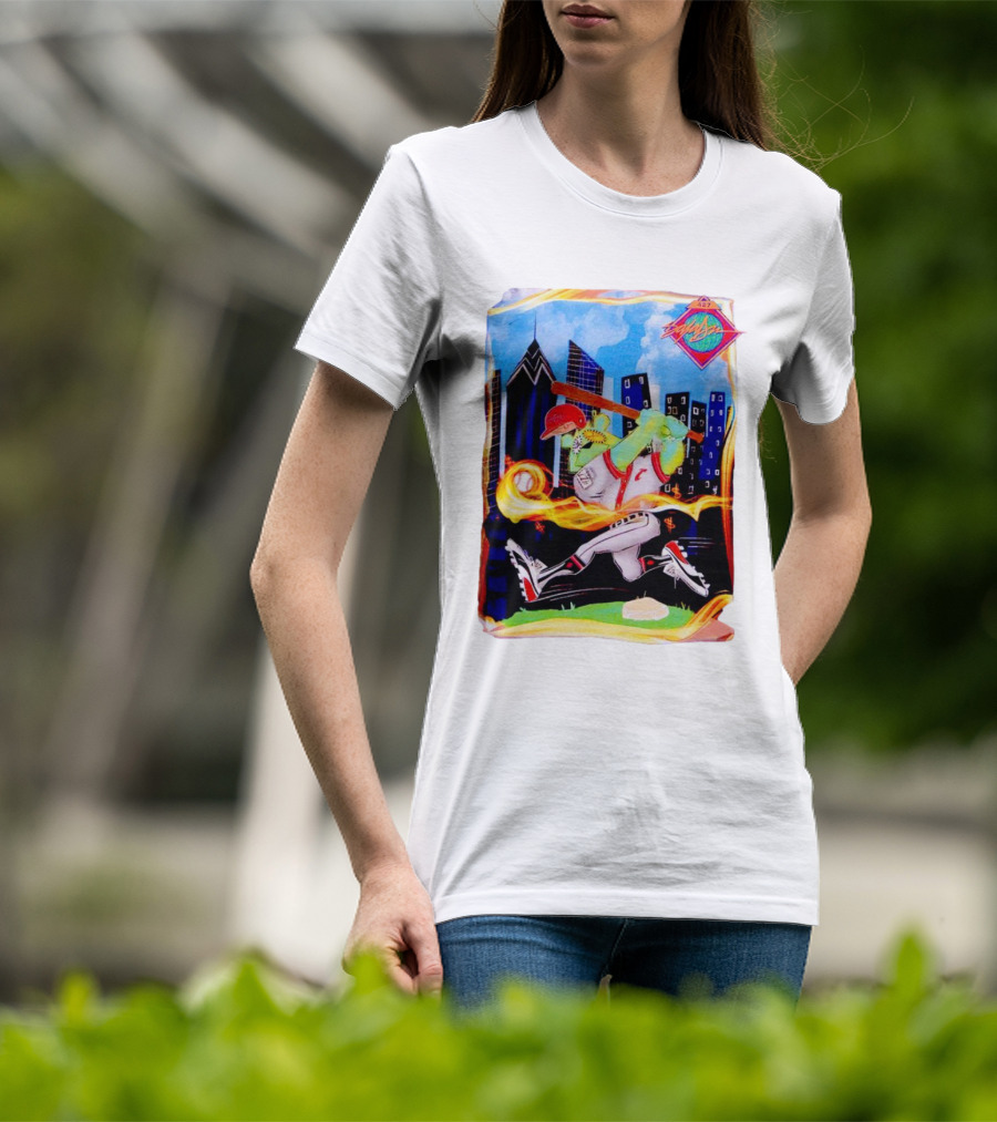 King Saladeen Baseball Caricature With Philadelphia Skyline And Color Splash T-Shirt