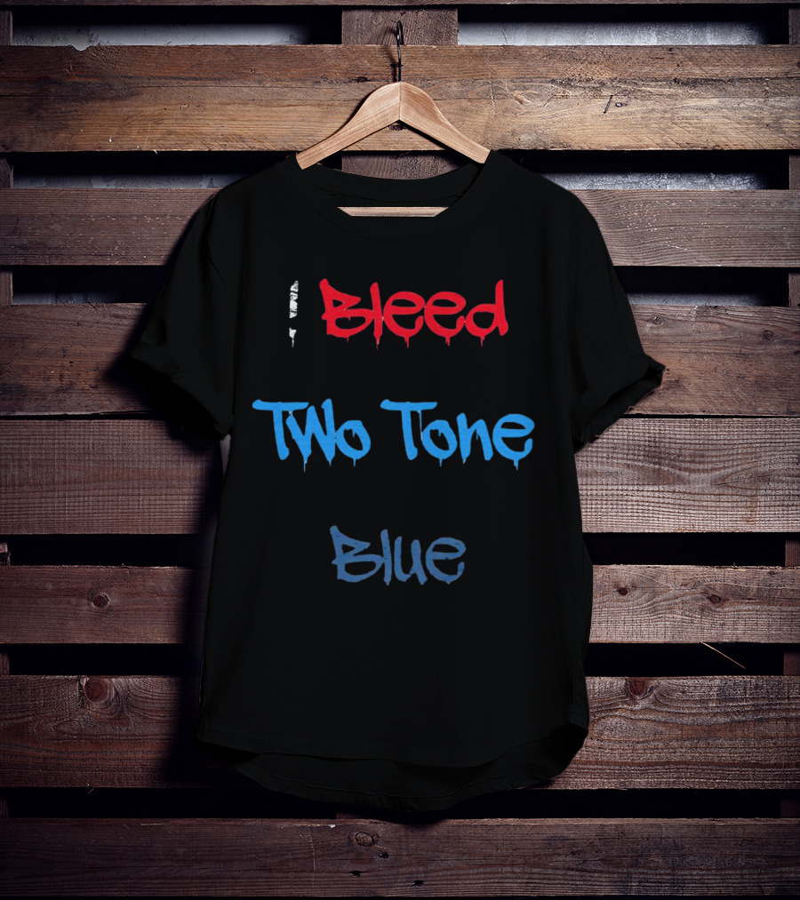 I Bleed Two Tone Blue Dripping Graffiti T-Shirt