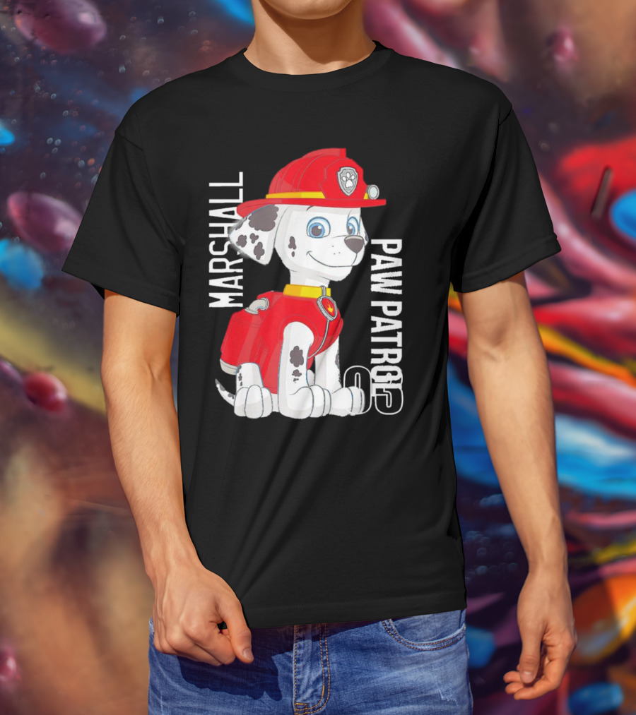 Marshal Paw Patrol Firefighter Pup With Bone Tag T-Shirt