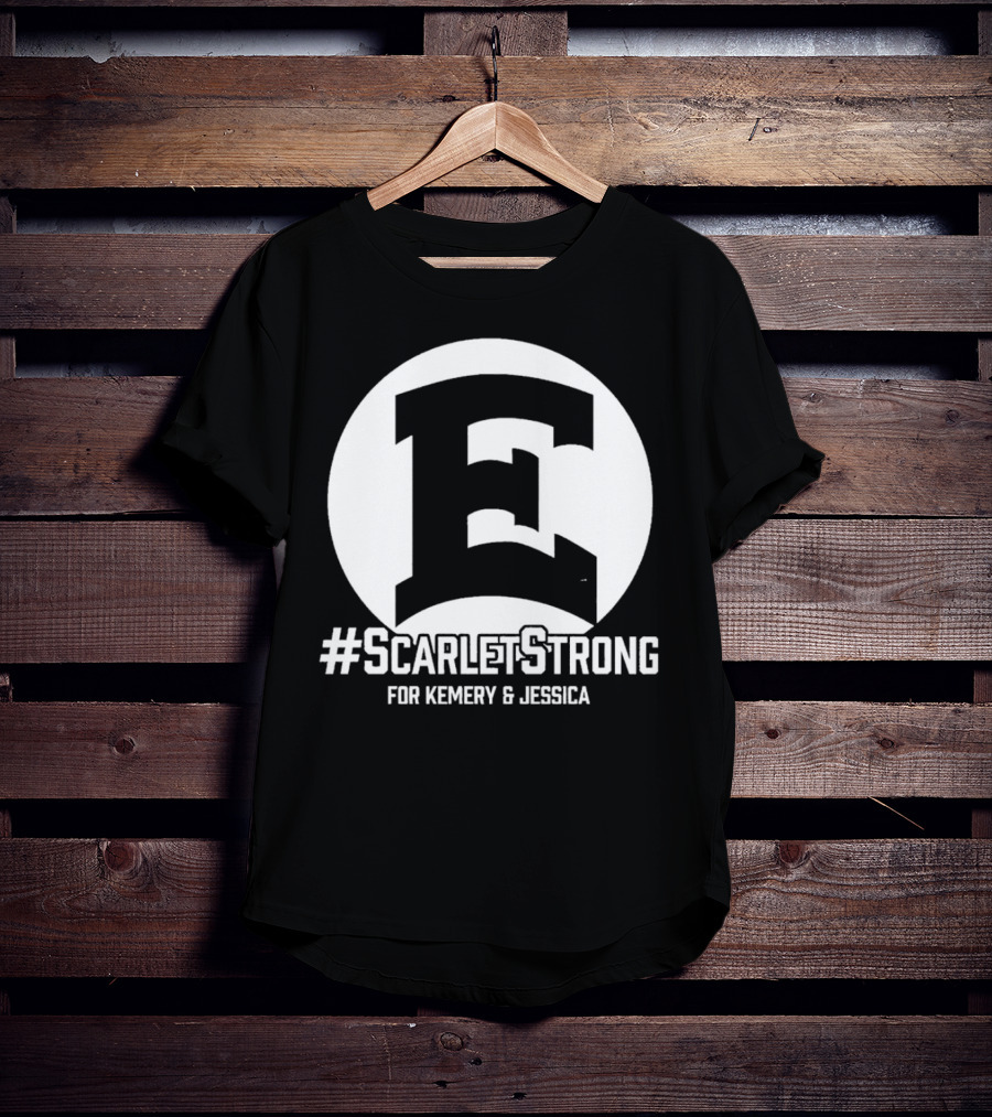 ScarletStrong For Kemery And Jessica Bold E Logo Emblem T-Shirt