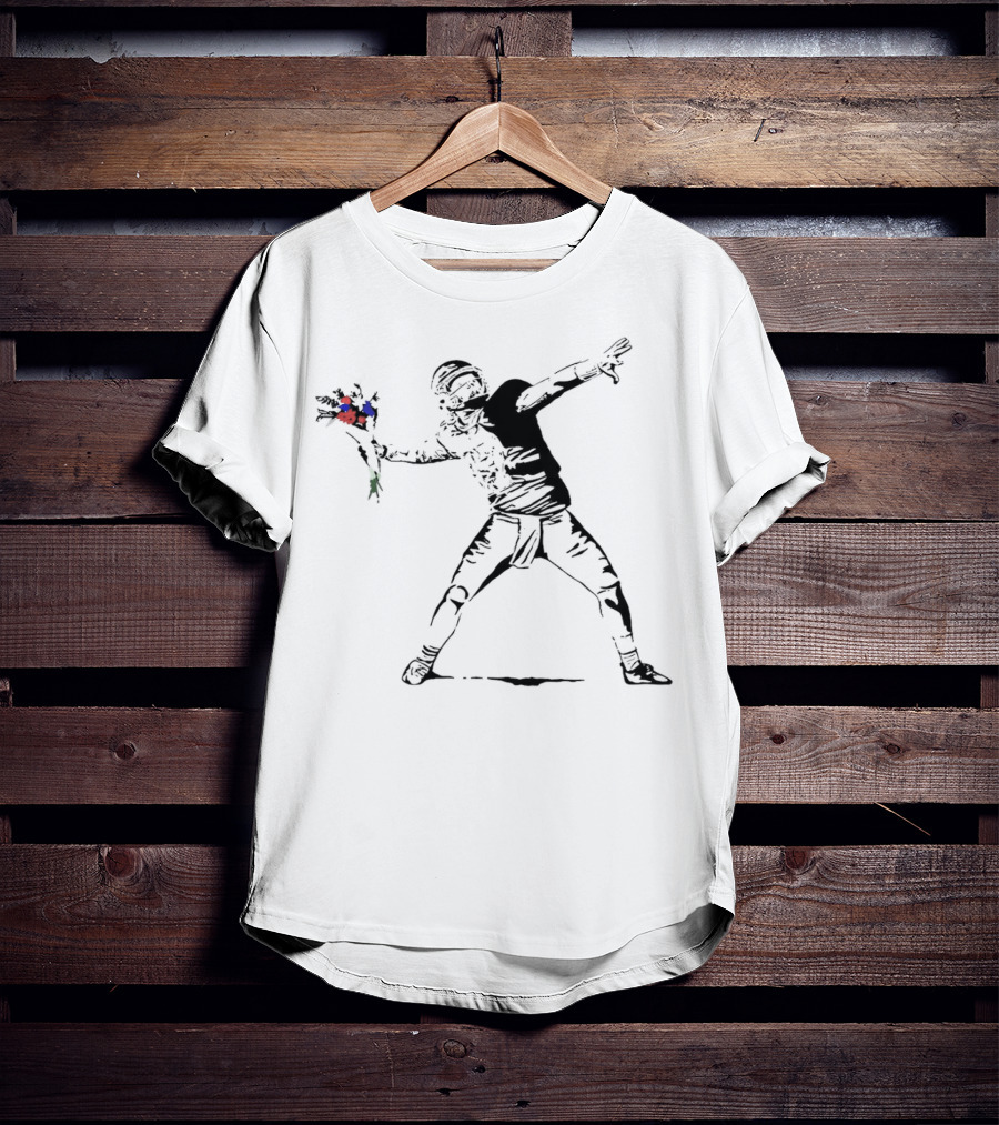 Josh Allen Banksy Style Buffalo Bills Quarterback Throwing Flowers T-Shirt