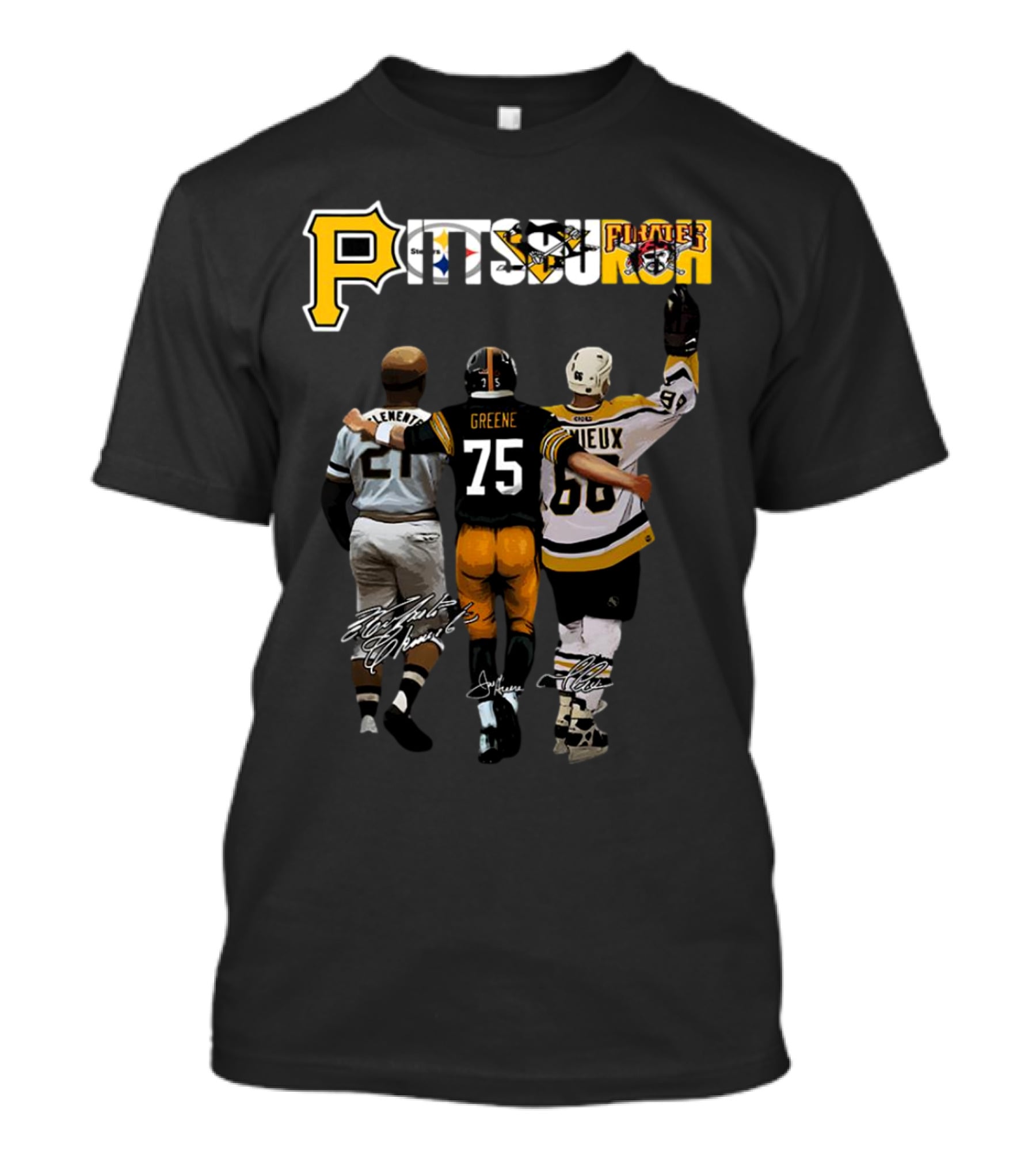 Pittsburgh Sports Legends Clemente Greene Lemieux Signatures T-Shirt