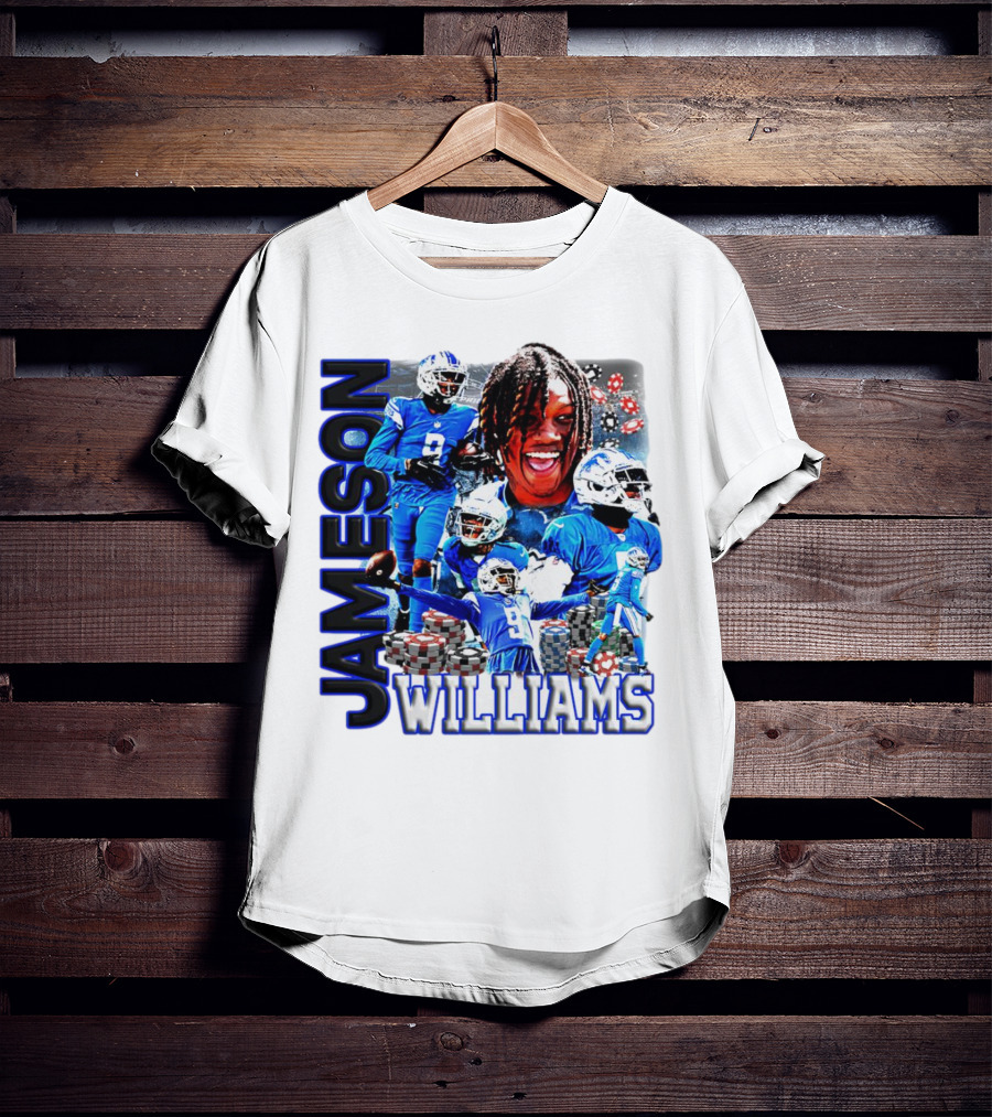 Jameson Williams Detroit Lions Football NFL Athlete Montage T-Shirt