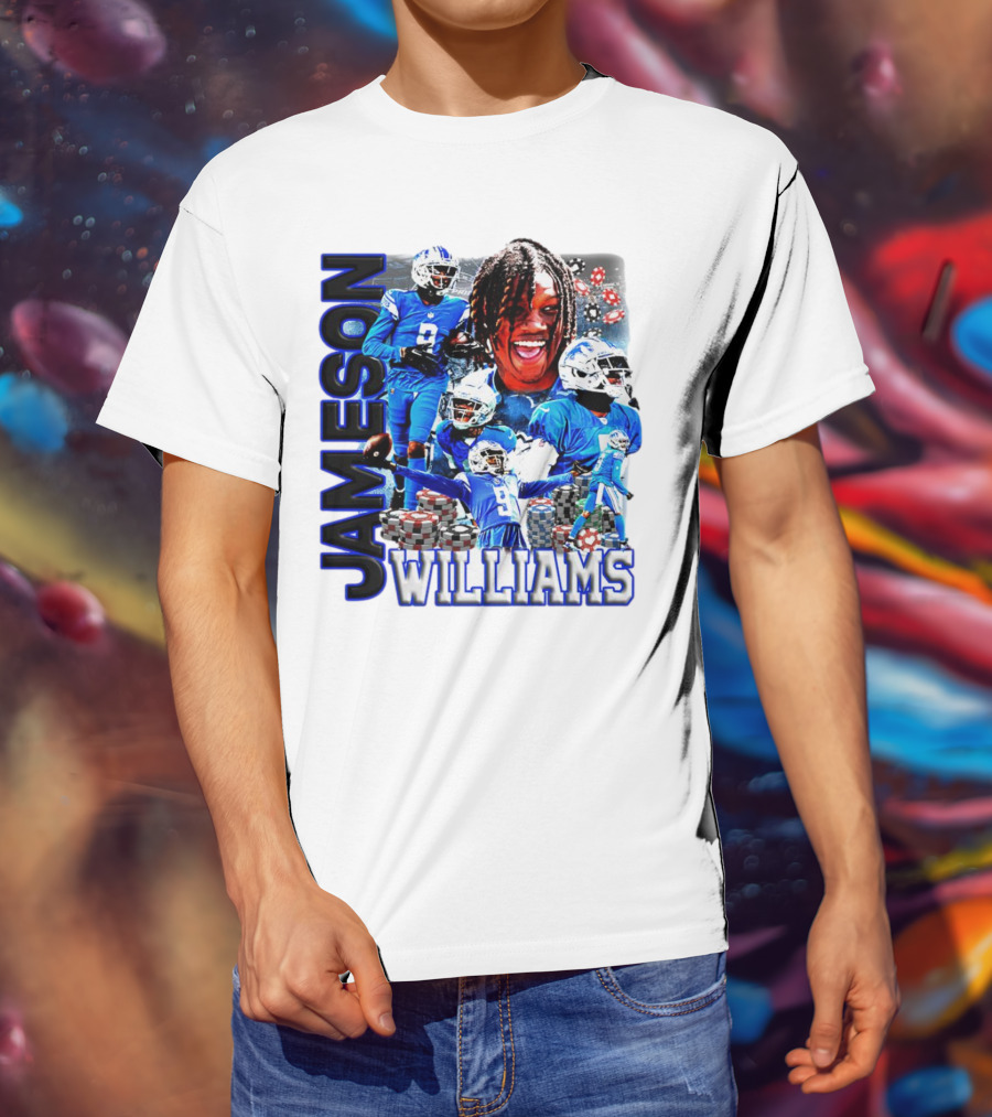 Jameson Williams Detroit Lions Football NFL Athlete Montage T-Shirt
