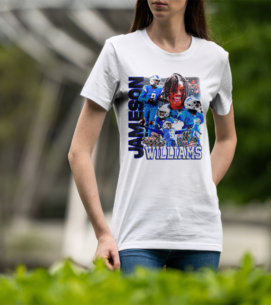 Jameson Williams Detroit Lions Football NFL Athlete Montage T-Shirt
