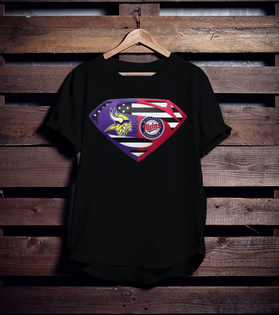 Minnesota Vikings Twins Superman Crossover Emblem T-Shirt