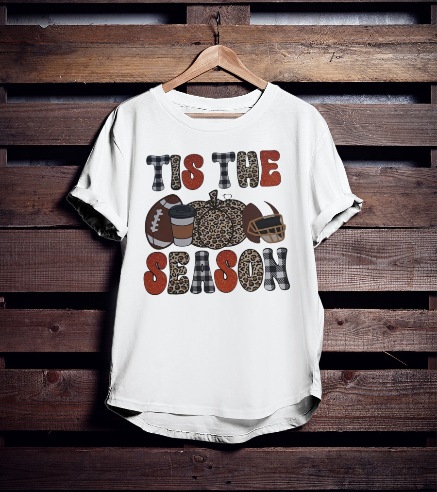 Tis The Season Football Pumpkin Coffee Helmet T-Shirt