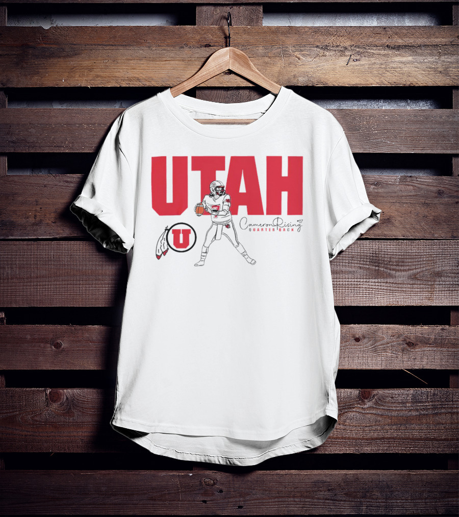 Utah Utes #7 Cameron Rising Quarterback Caricature T-Shirt