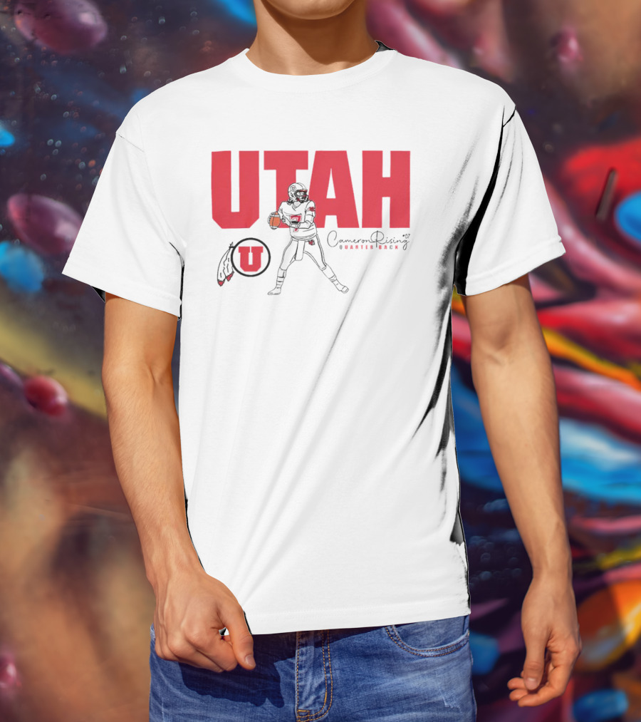 Utah Utes #7 Cameron Rising Quarterback Caricature T-Shirt