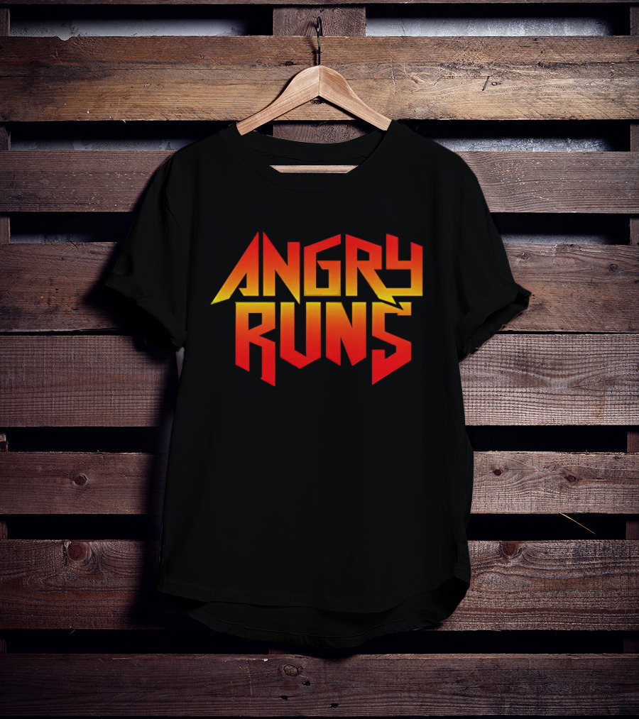 Angry Runs Bold Gradient Logo In Retro Gaming T-Shirt
