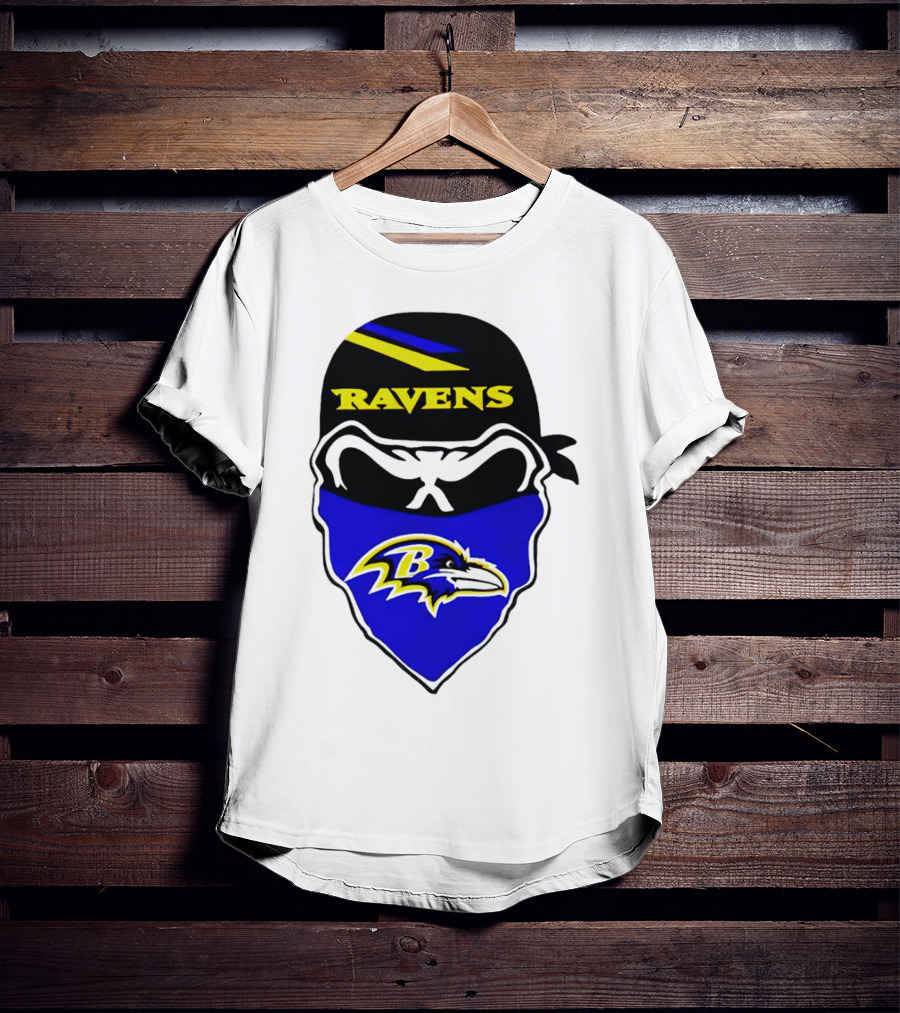 Ravens Skull Bandana Logo Baltimore Ravens T-Shirt