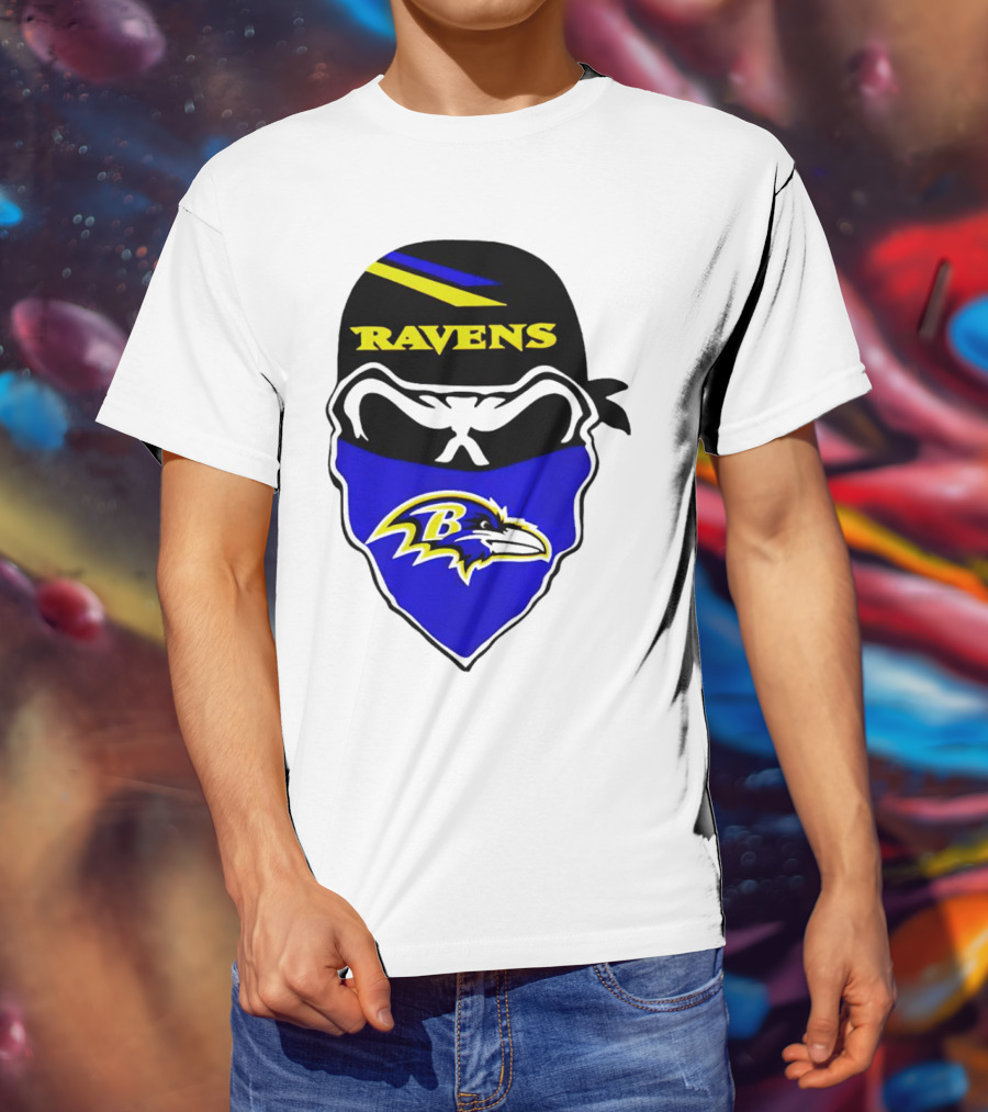 Ravens Skull Bandana Logo Baltimore Ravens T-Shirt