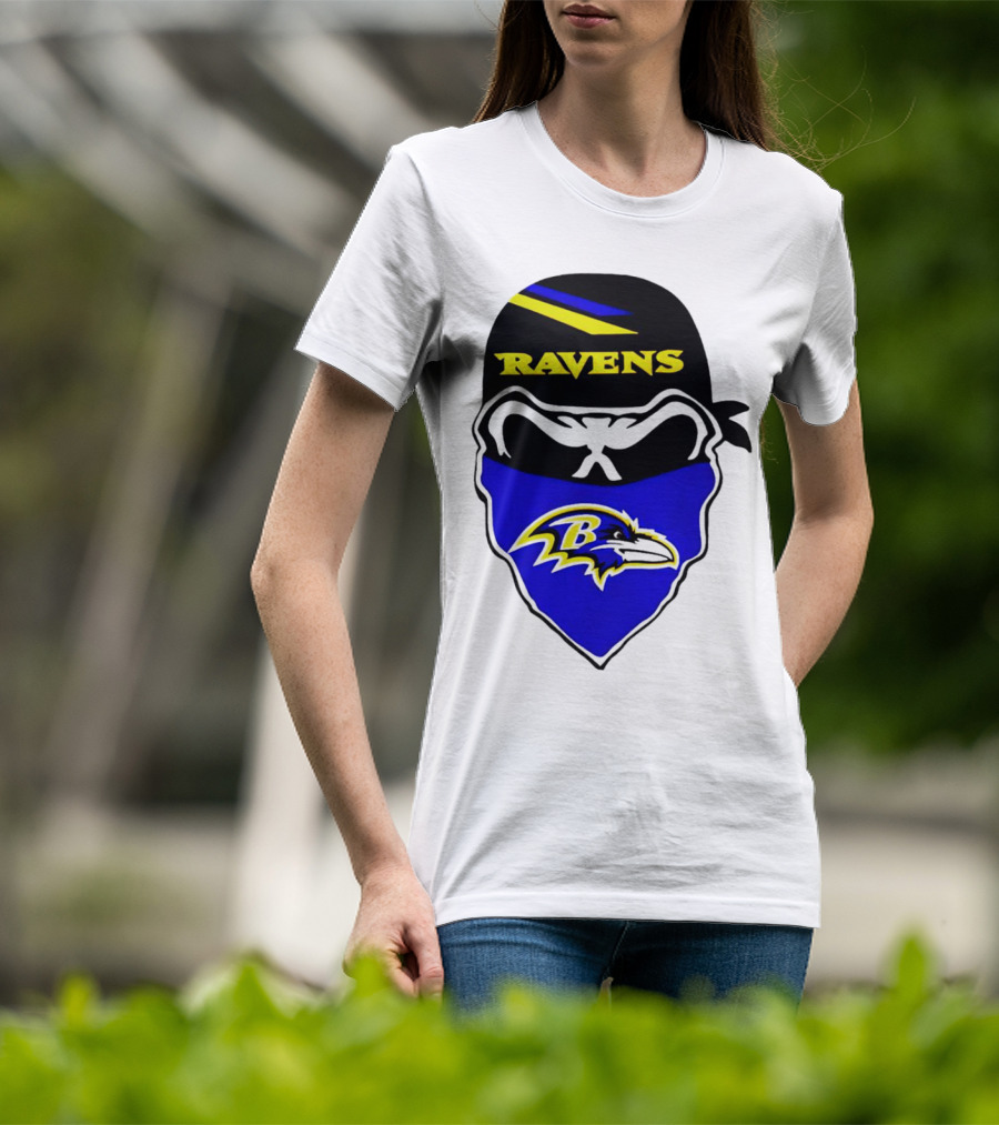 Ravens Skull Bandana Logo Baltimore Ravens T-Shirt