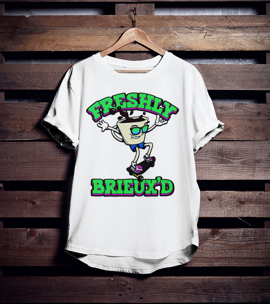 Freshly Brieux'd Skateboarding Cup Character T-Shirt