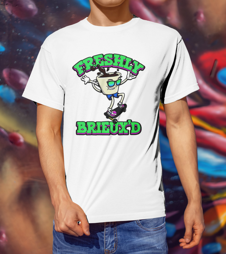 Freshly Brieux'd Skateboarding Cup Character T-Shirt