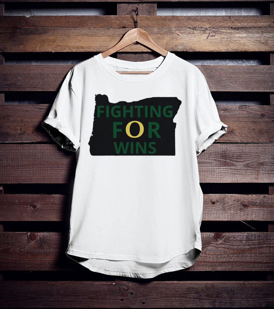Fighting For Wins Oregon Ducks State Outline T-Shirt