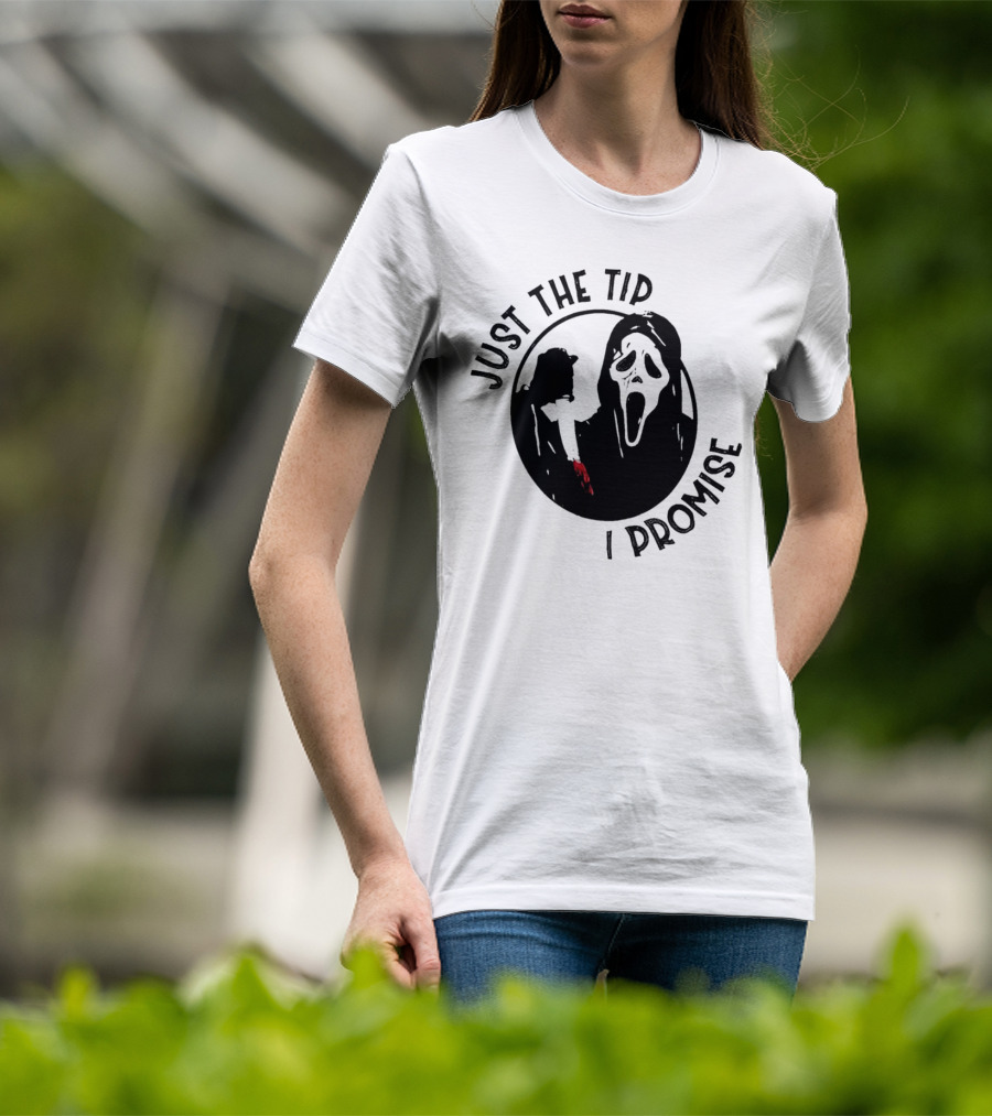 Ghostface Just The Tip I Promise Halloween Horror Movie Scream Mask T-Shirt