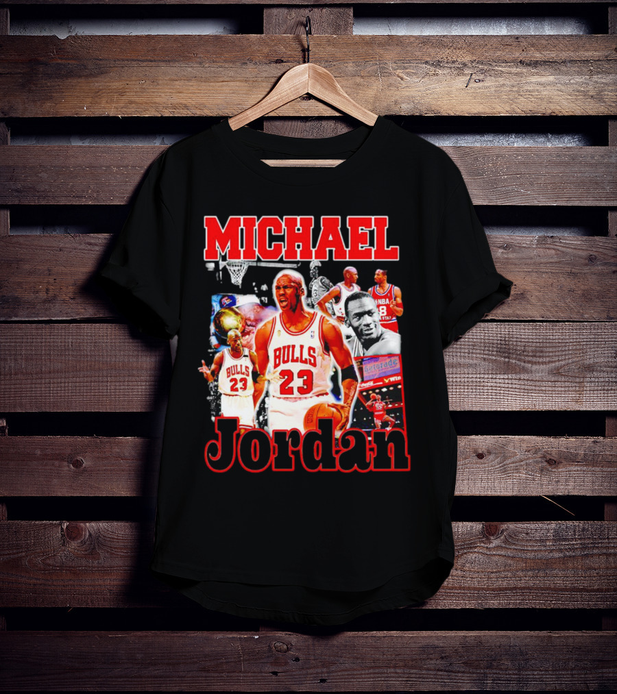 Michael Jordan Bulls 23 Basketball Legend Collage T-Shirt