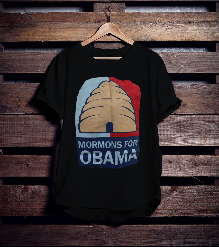 Mormons For Obama Beehive Symbol Two-Tone Background T-Shirt