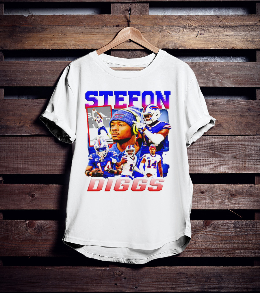 Stefon Diggs Buffalo Bills Football NFL Player Collage In Action T-Shirt
