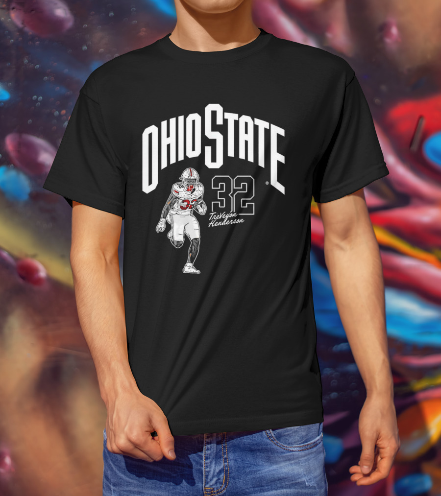 Ohio State Buckeyes Treveyon Henderson 32 Cartoon Player T-Shirt