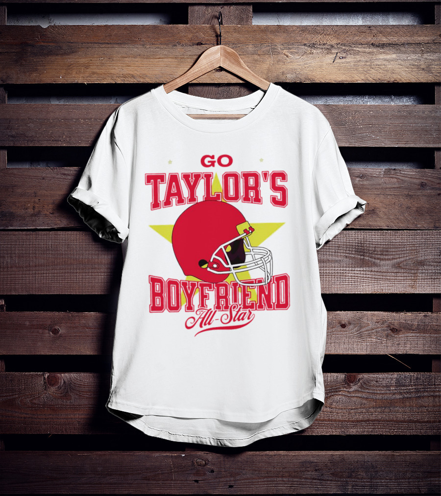 Go Taylor's Boyfriend All-Star Red Helmet Kansas City Chiefs T-Shirt