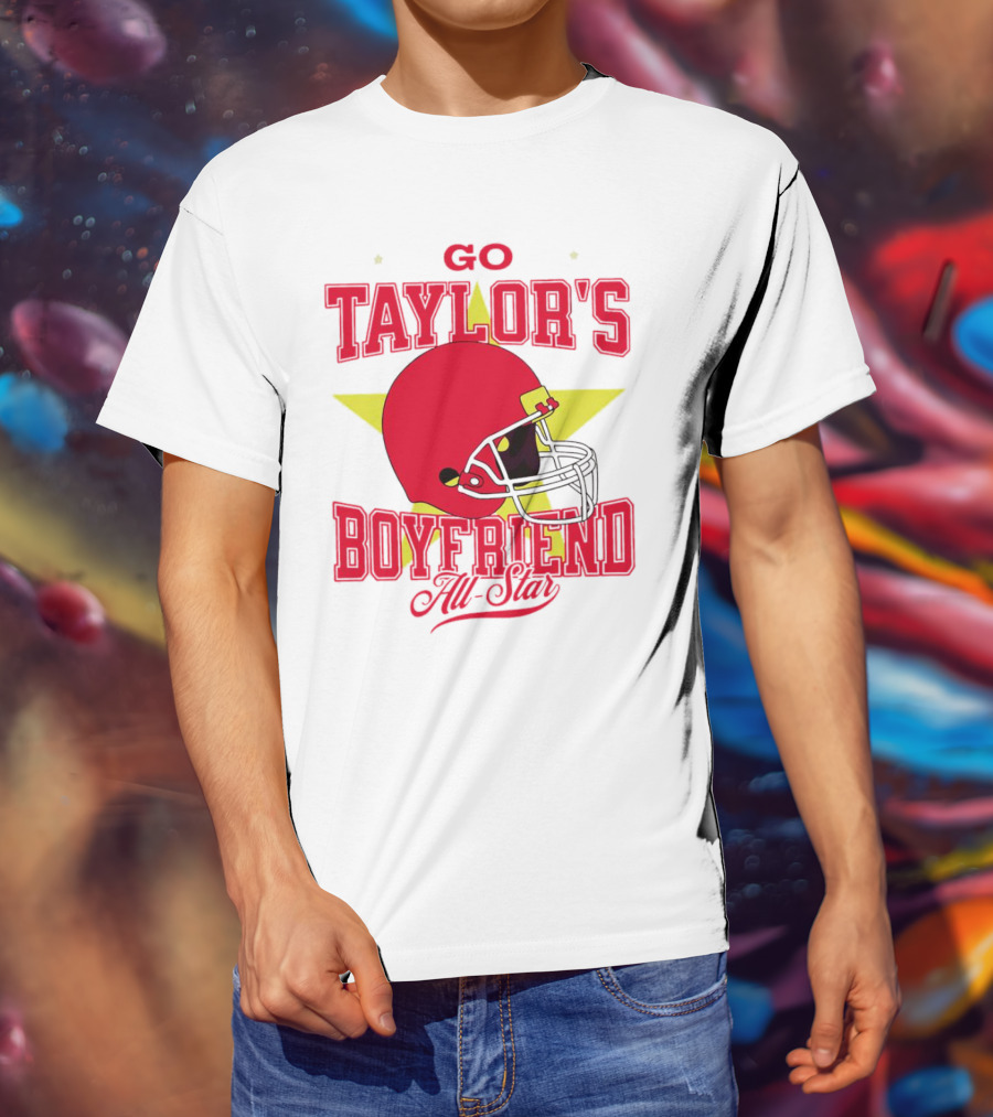Go Taylor's Boyfriend All-Star Red Helmet Kansas City Chiefs T-Shirt