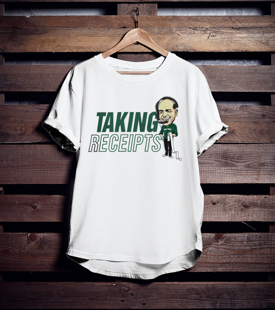 Robert Saleh New York Jets Taking Receipts Character T-Shirt
