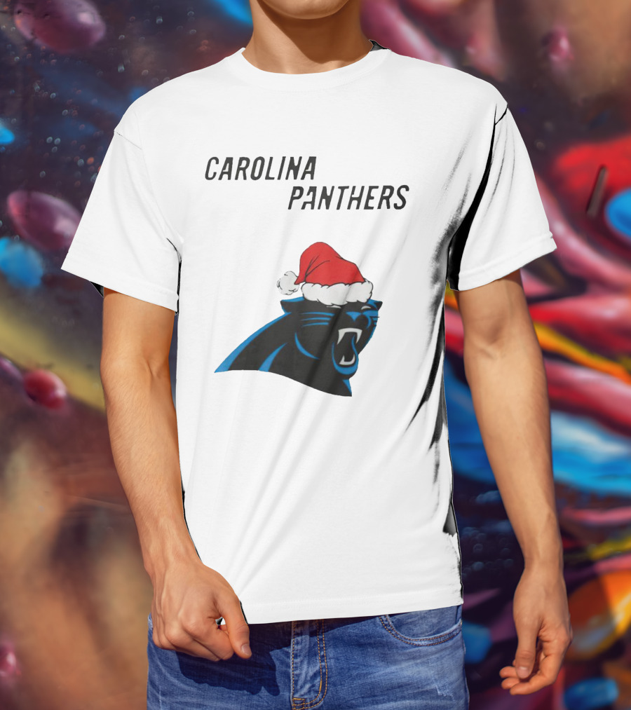 Carolina Panthers Christmas Santa Hat T-Shirt